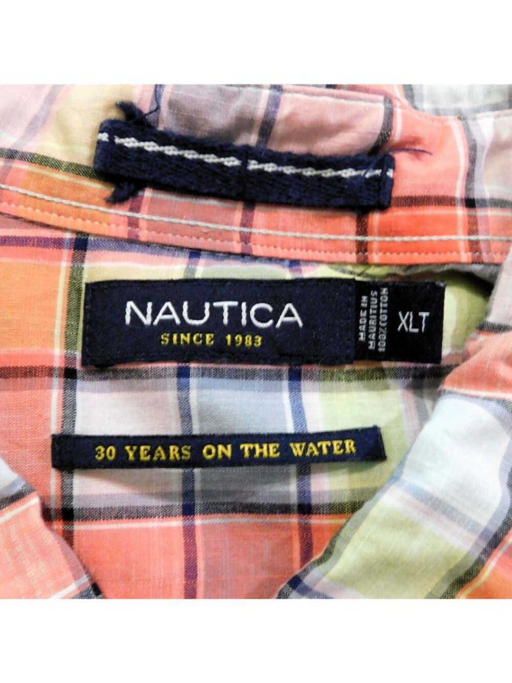Nautica Button-Down Shirt Mens XLT Multicolor Plaid Short Sleeve 100% Cotton - Picture 7 of 7